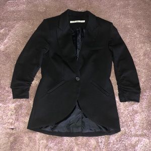 Gibson blazer with ruched 3/4 sleeves